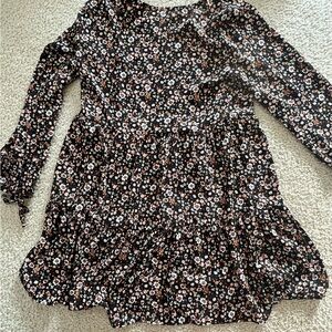 Wild Fable Black Floral Long Sleeve Dress
